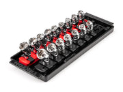 1/4 Inch Drive Shallow 6-Point Universal Joint Socket Set with Rails and Tray, 16-Piece (1/4 - 9/16 in., 6 - 14 mm)