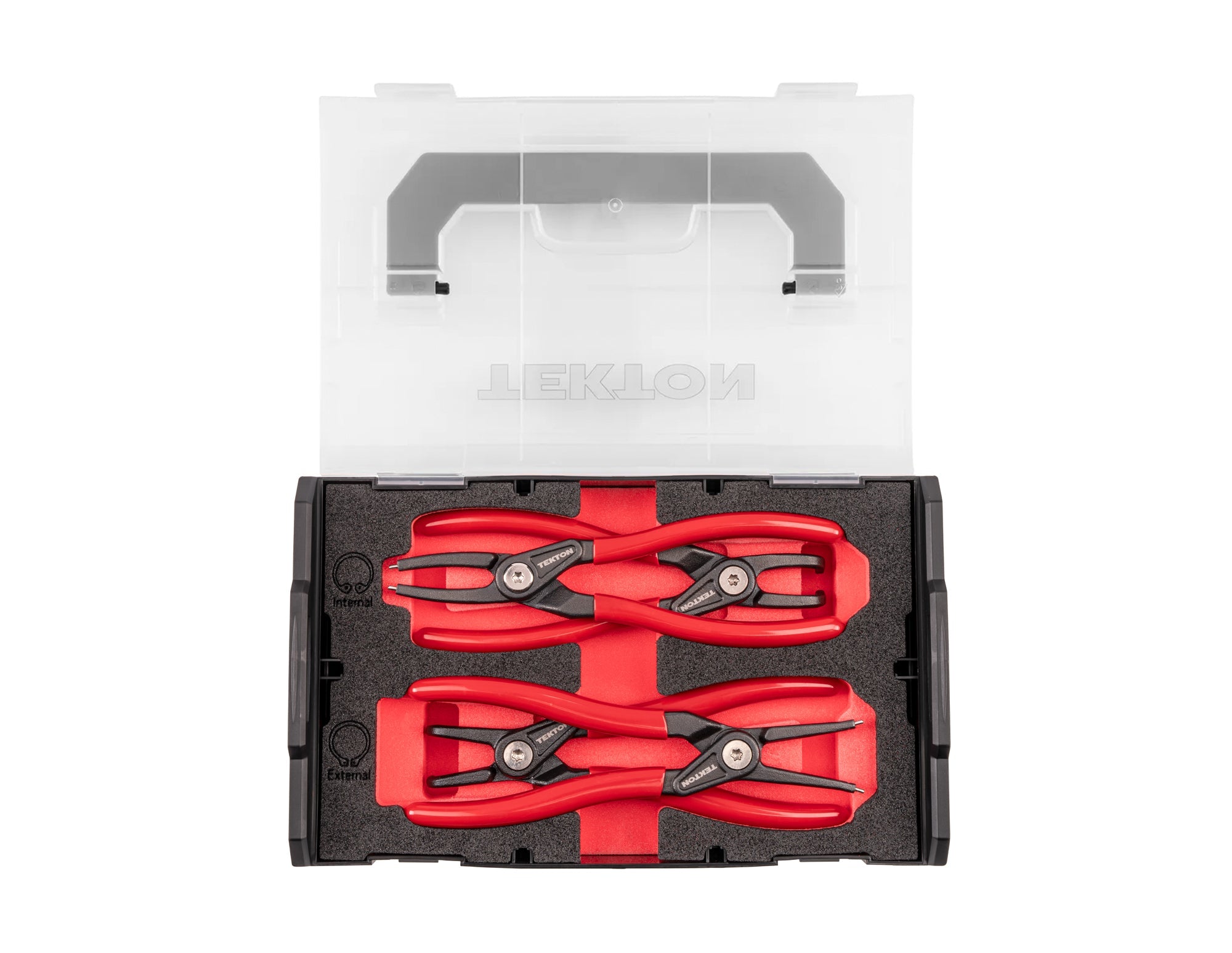 7 Inch Internal and External Retaining Ring Pliers Set with Mini Stacking Tool Box (4-Piece)