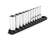 1/4 Inch Drive Deep 6-Point Socket Set with Rail, 11-Piece (5/32 - 9/16 in.)