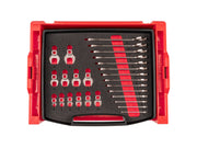 Angle Head and Crowfoot Wrench Set with Open Top Drawer and Rack, 26-Piece (6 - 19 mm)