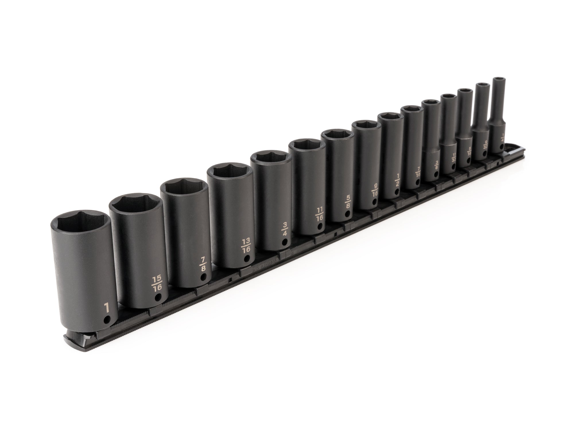 3/8 Inch Drive Deep 6-Point Impact Socket Set with Rail, 15-Piece (1/4 - 1 in.)
