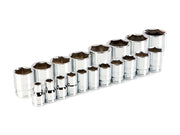 1/2 Inch Drive Shallow 6-Point Socket Set, 19-Piece (3/8 - 1-1/2 in.)