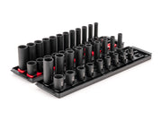 3/8 Inch Drive Shallow and Deep 12-Point Impact Socket Set with Rails and Trays, 42-Piece (5/16 - 3/4 in., 8 - 19 mm)