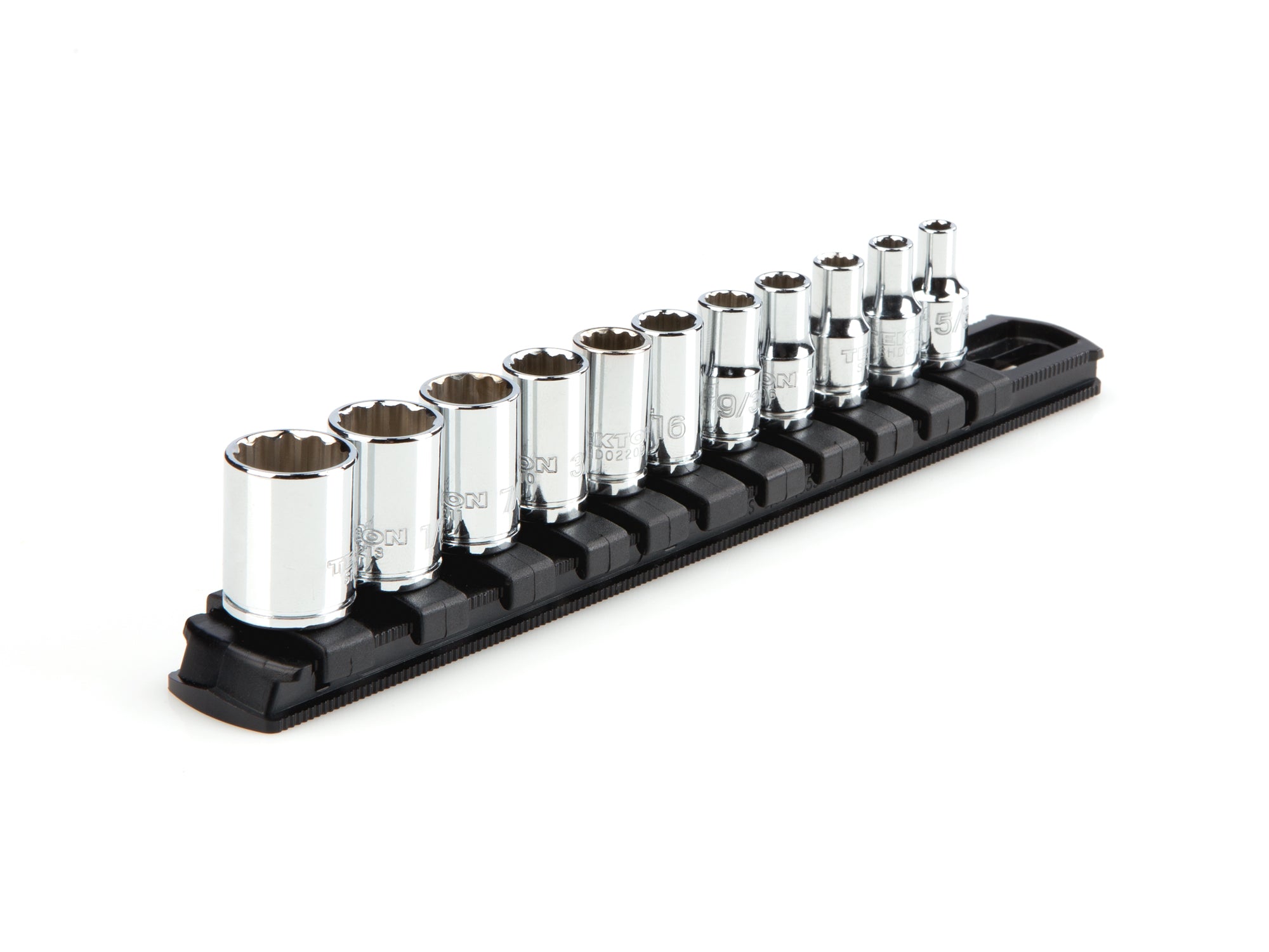 1/4 Inch Drive Shallow 12-Point Socket Set with Rail, 11-Piece (5/32 - 9/16 in.)