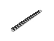 3/8 Inch Drive x 13 Inch Socket Rail, 15 Clips (Gray)