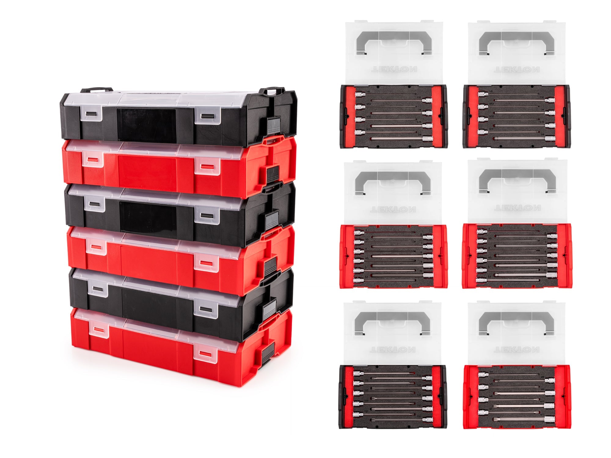 3/8 Inch Drive Long Bit Socket Set with Mini Stacking Tool Boxes (56-Piece)