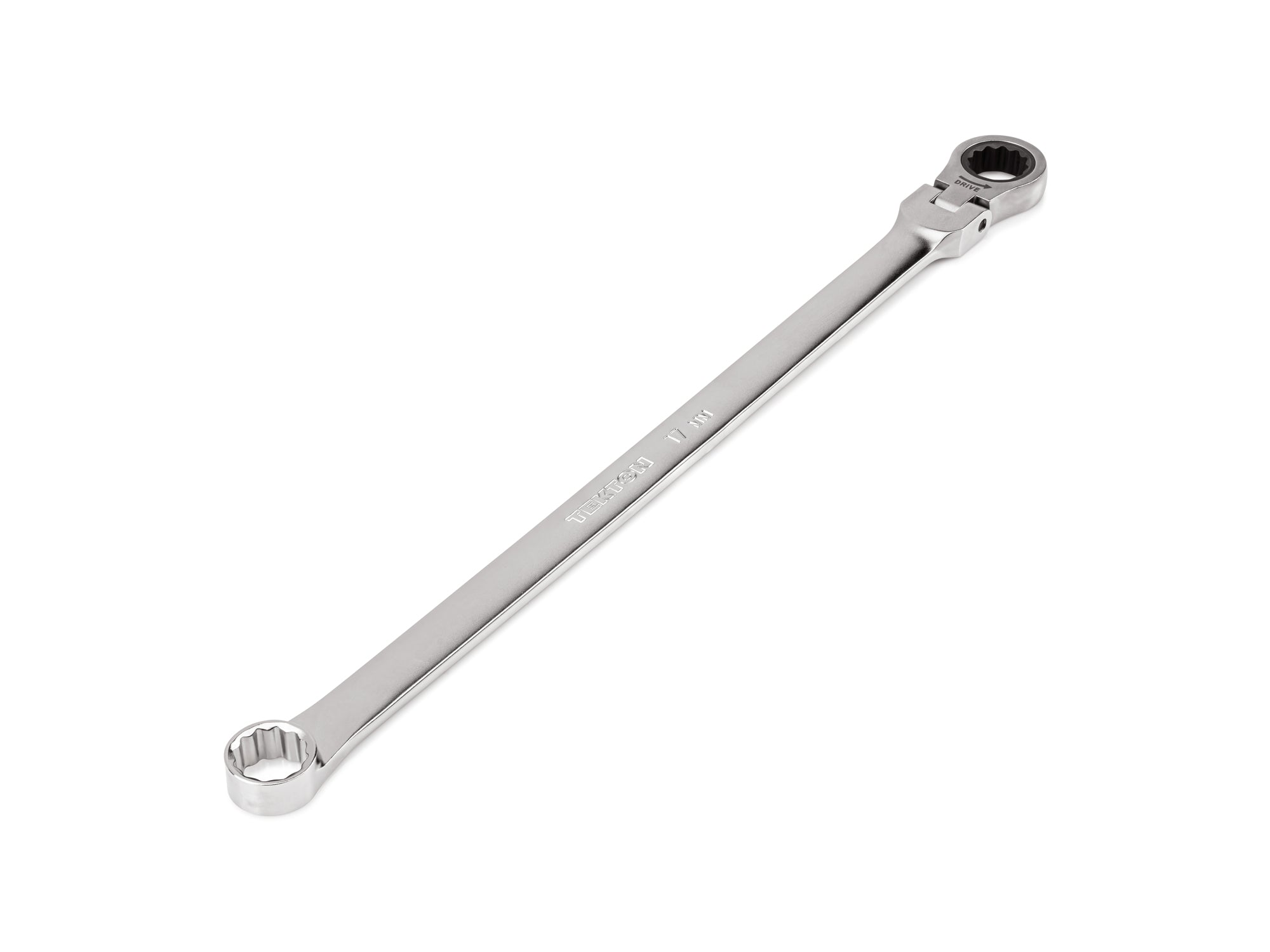 17 mm Long Fixed/Flex Head 12-Point Ratcheting Box End Wrench