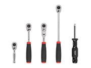 1/4 Inch Drive Quick-Release Comfort Grip Ratchet and Spinner Handle Set (5-Piece)