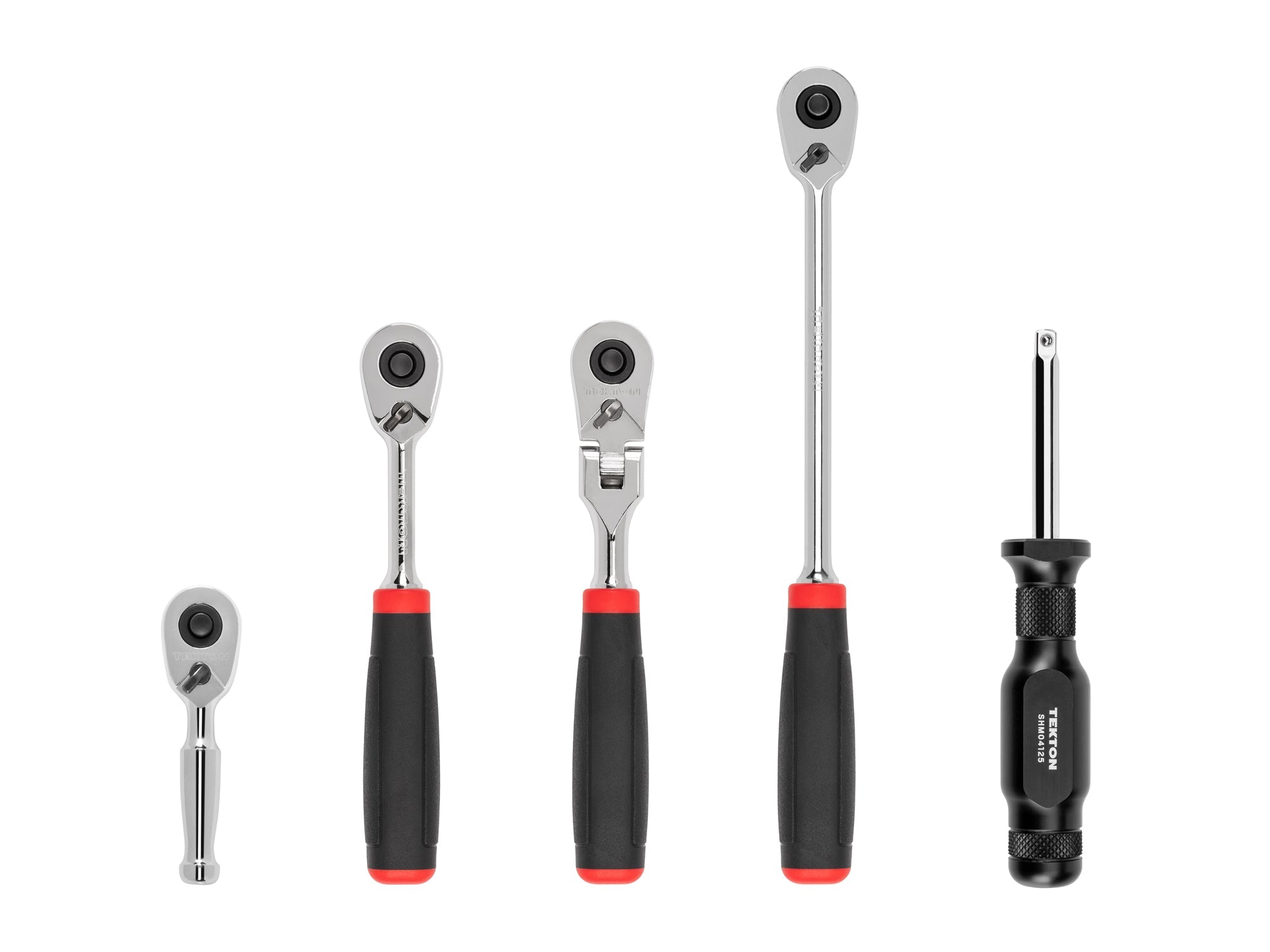 1/4 Inch Drive Quick-Release Comfort Grip Ratchet and Spinner Handle Set (5-Piece)