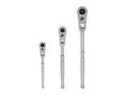 1/4, 3/8, 1/2 Inch Drive Flex Head Quick-Release Ratchet Set, 3-Piece (6, 8, 10-1/2 in.)