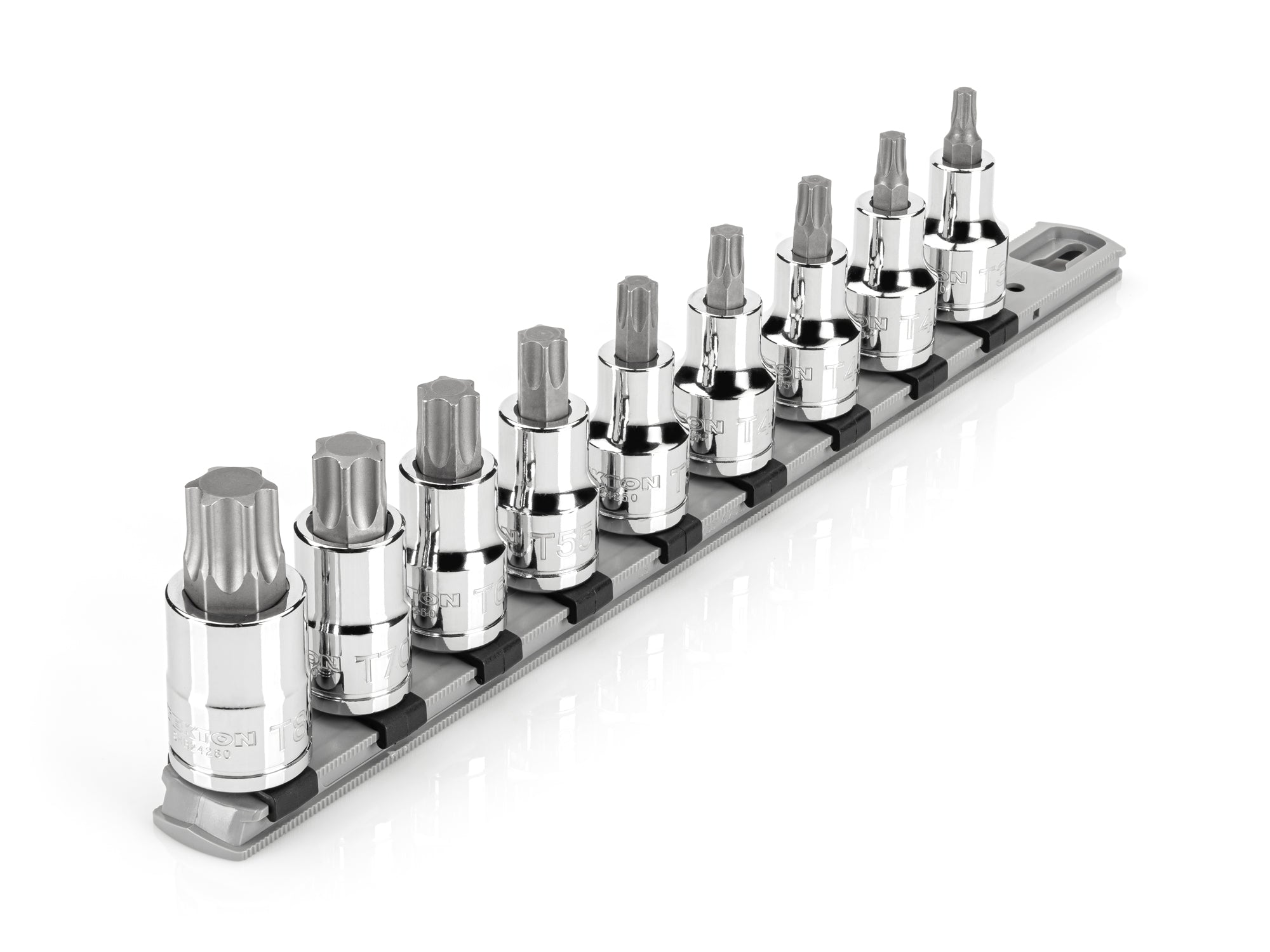 1/2 Inch Drive Torx Bit Socket Set with Rail, 9-Piece (T30 - T80)