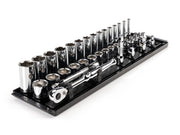 3/8 Inch Drive Shallow and Deep 6-Point Socket and Ratchet Set with Rails and Tray, 36-Piece (1/4 - 1 in.)
