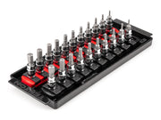 1/4 Inch Drive Hex Bit Socket Set with Rails and Tray, 21-Piece (5/64 - 5/16 in., 2 - 8 mm)