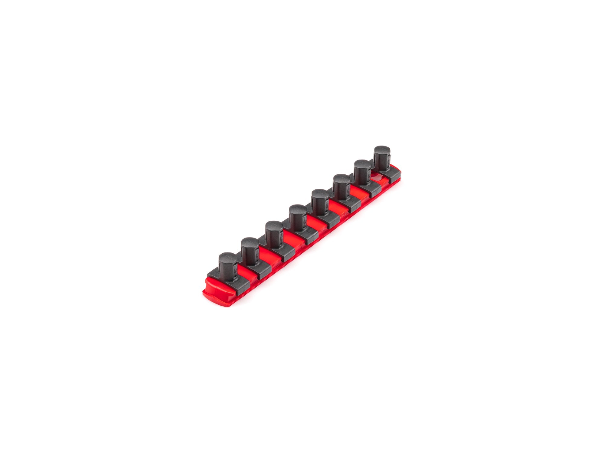 1/2 Inch Drive x 8 Inch Socket Rail, 8 Clips (Red)