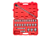 3/4 Inch Drive Shallow 6-Point Socket and Ratchet Set with Case, 26-Piece (19 - 50 mm)