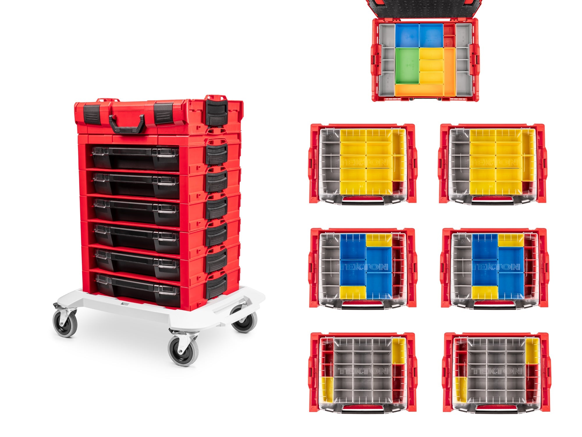 6-Drawer Rolling Stack with Shallow Tool Box (L-BOXX 1) and Organizer Bins