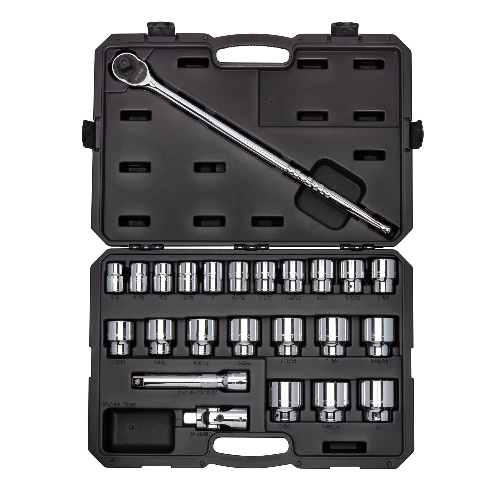 3/4 Inch Drive Shallow 12-Point Socket and Ratchet Set with Case, 24-Piece (3/4 - 2 in.)