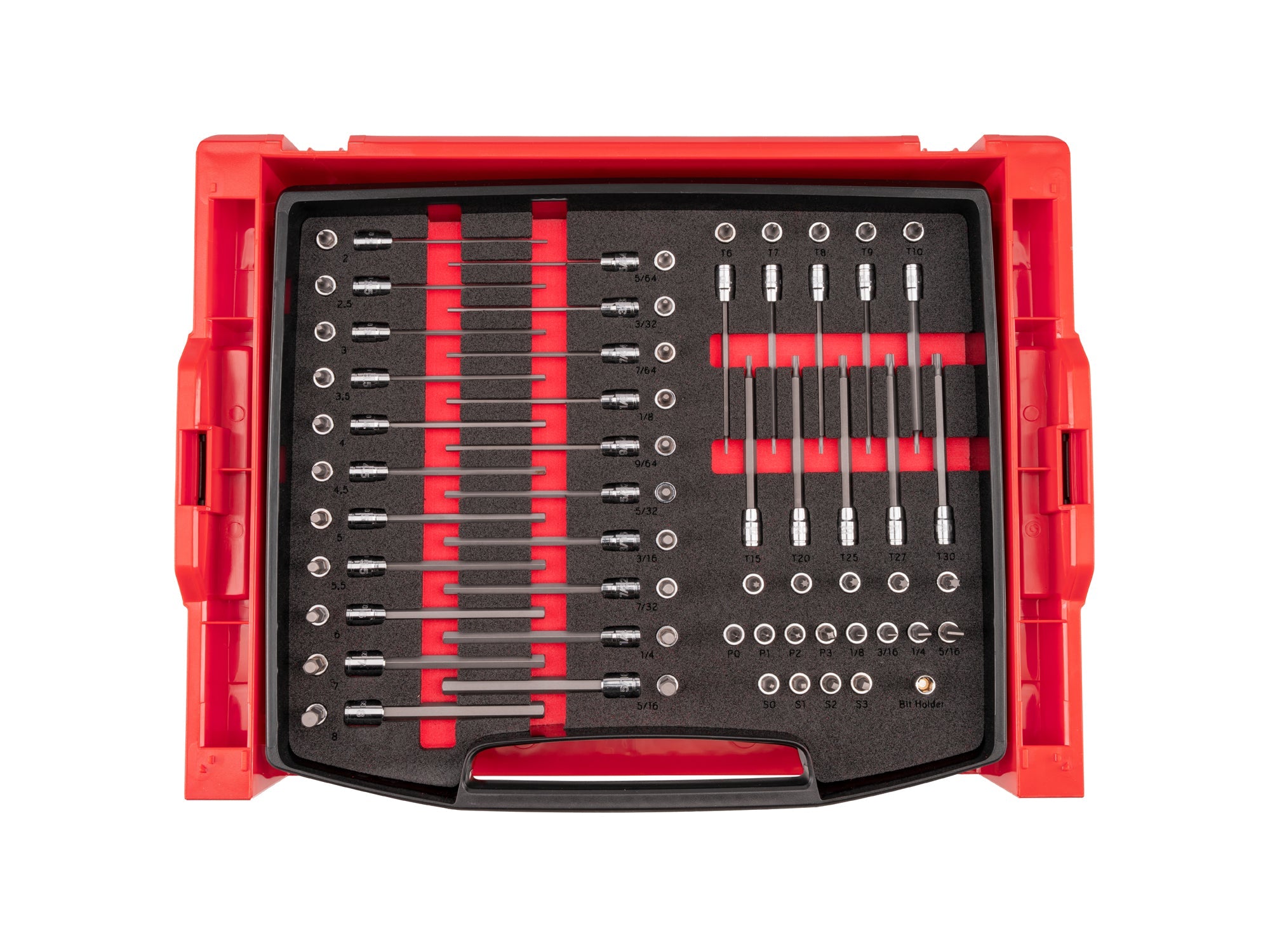 1/4 Inch Drive Standard and Long Bit Socket Set with Open Top Drawer and Rack (75-Piece)