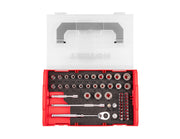 1/4 Inch Drive 12-Point Socket, Bit, and Ratchet Set with Mini Stacking Tool Box (49-Piece)