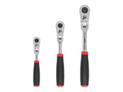 1/4, 3/8, 1/2 Inch Drive Flex Head Quick-Release Comfort Grip Ratchet Set, 3-Piece (6, 8, 10-1/2 in.)