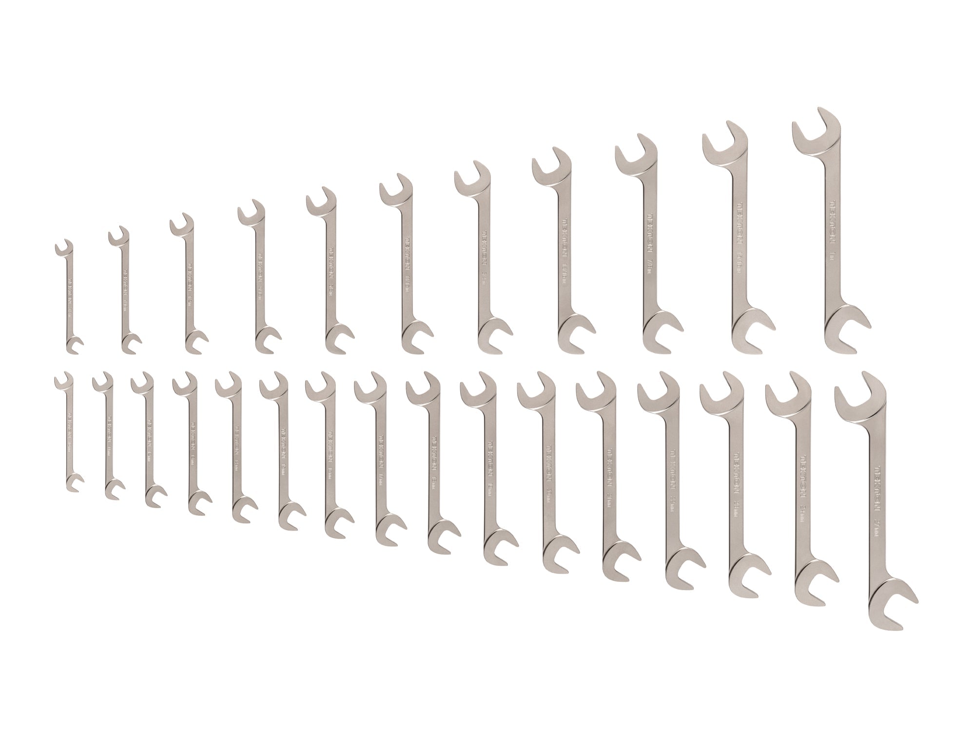 Angle Head Open End Wrench Set, 27-Piece (3/8-1 in., 10-27 mm)