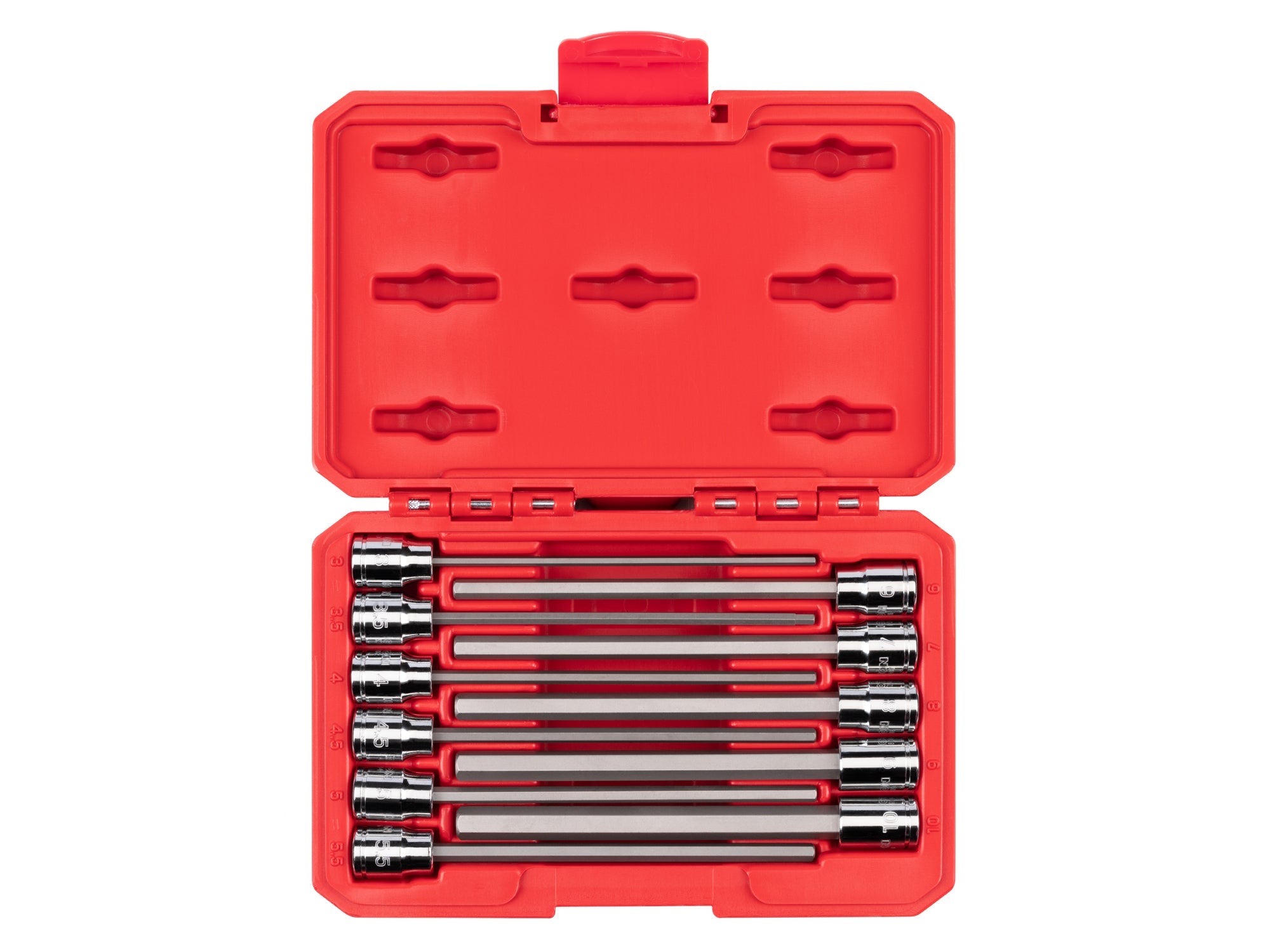 3/8 Inch Drive Long Hex Bit Socket Set with Case, 11-Piece (3 - 10 mm)