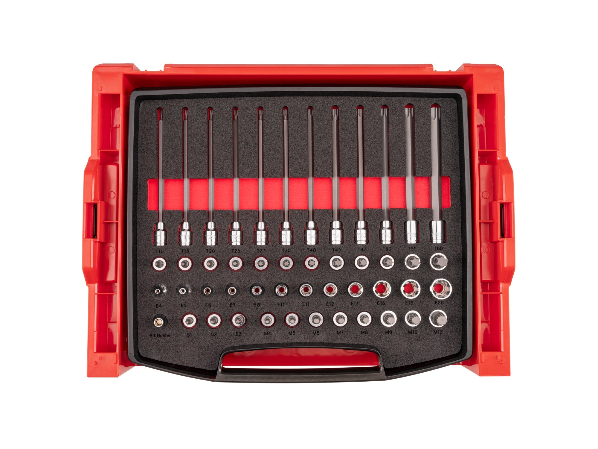 3/8 Inch Drive Standard and Long Bit Socket Set with Open Top Drawer and Rack (48-Piece)