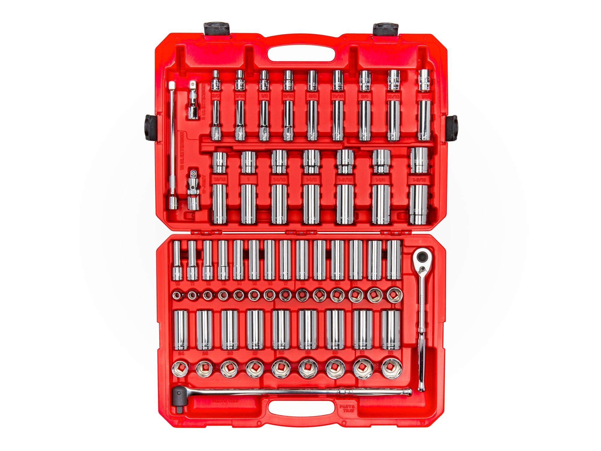 1/2 Inch Drive Shallow and Deep 6-Point Socket and Ratchet Set with Case, 83-Piece (3/8 - 1-5/16 in., 10-32 mm)
