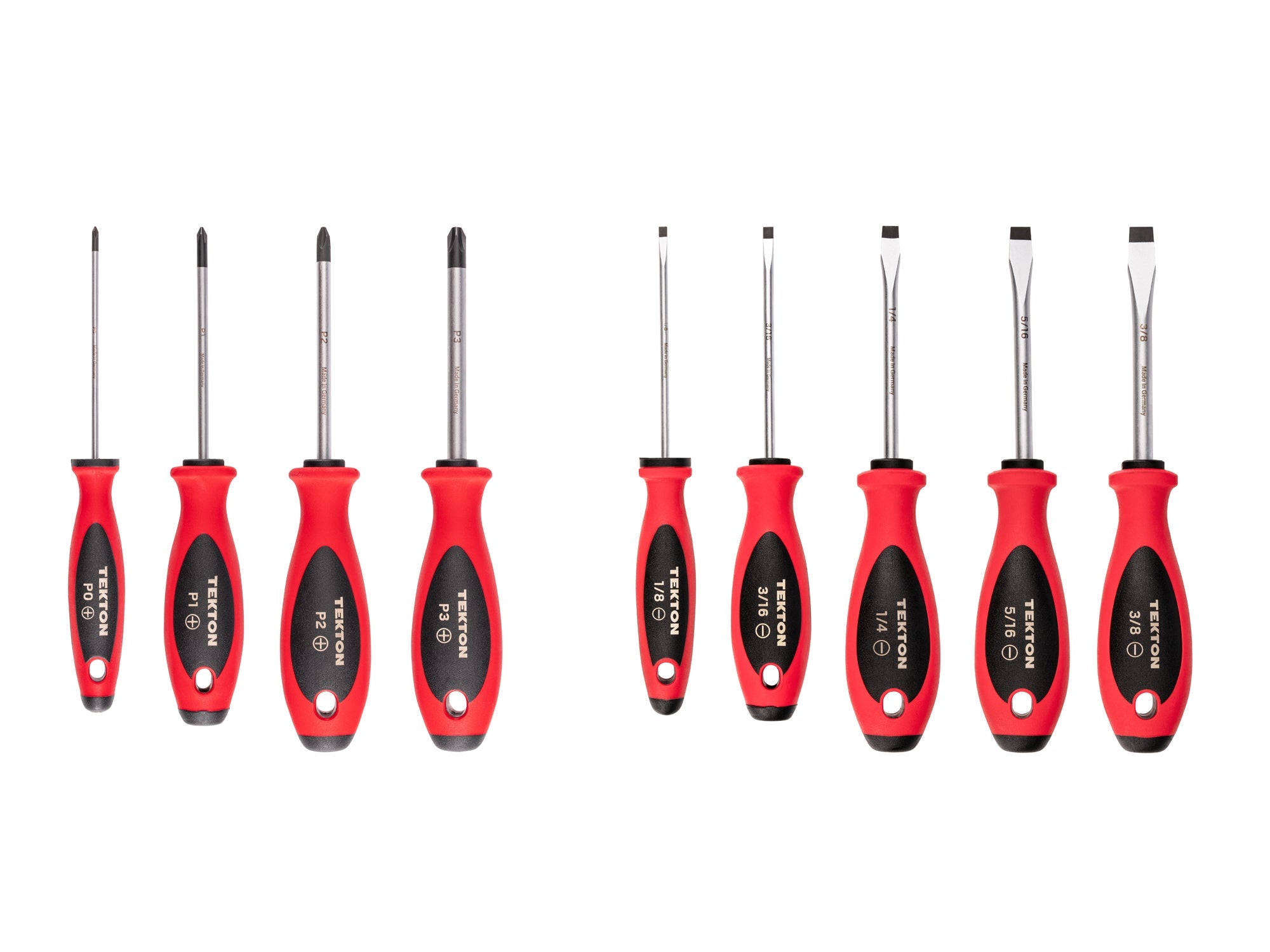 Phillips and Slotted Screwdriver Set - 4 Inch Shanks, 9-Piece (#0 - #3, 1/8 - 3/8 in.)