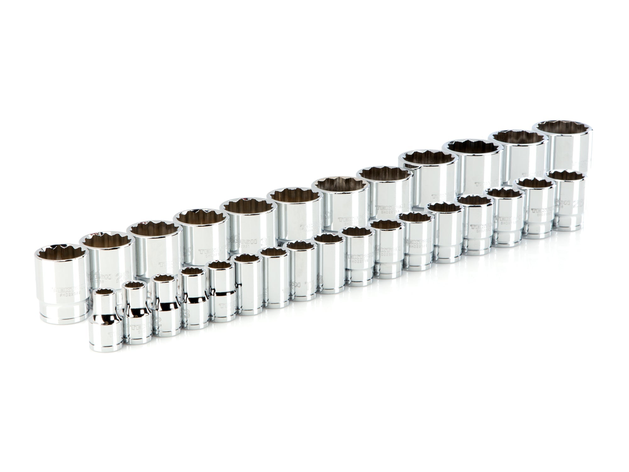 1/2 Inch Drive Shallow 12-Point Socket Set, 29-Piece (10 - 38 mm)