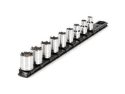 3/8 Inch Drive Shallow 6-Point Socket Set with Rail, 9-Piece (5/16 - 3/4 in.)