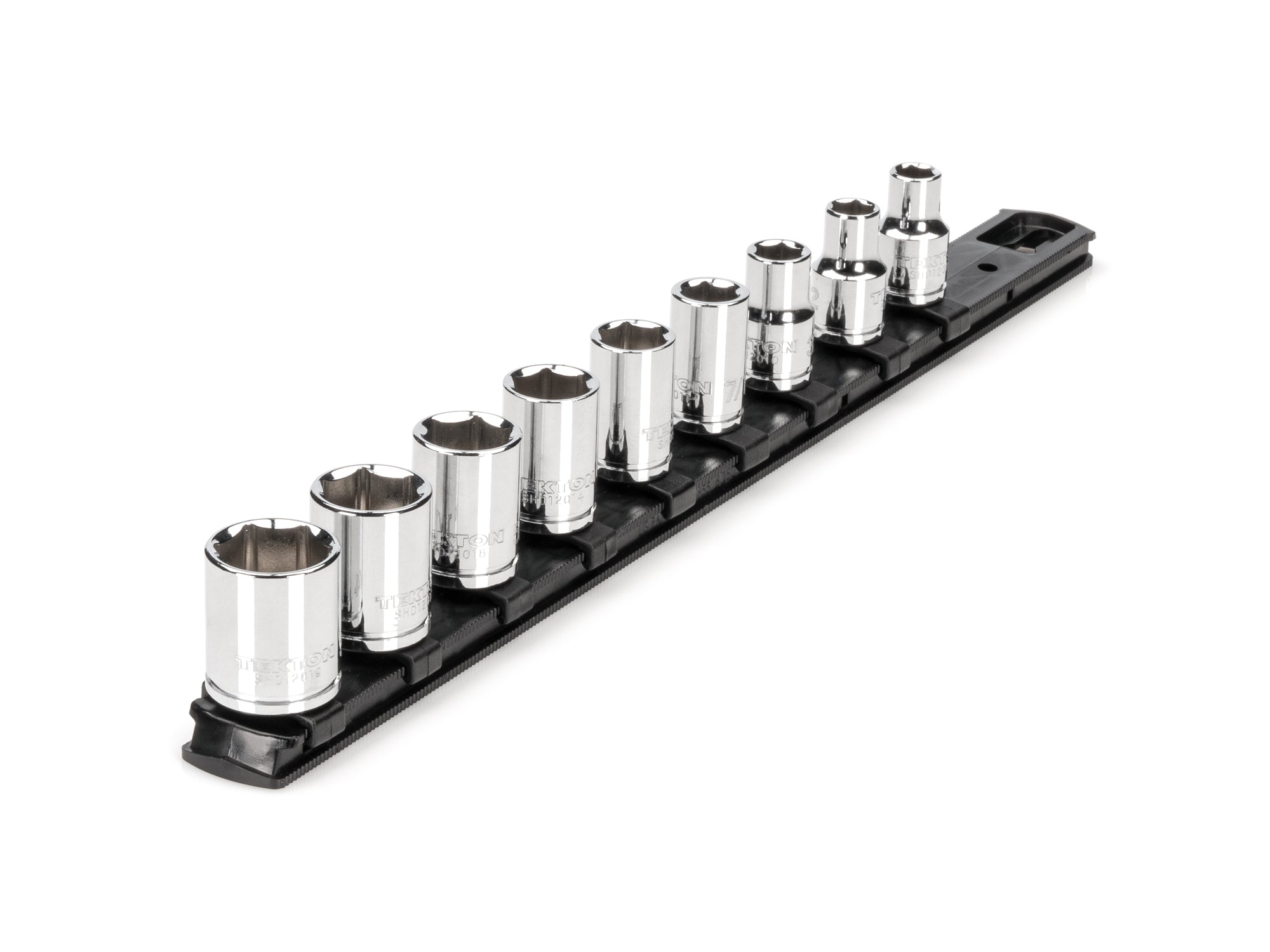 3/8 Inch Drive Shallow 6-Point Socket Set with Rail, 9-Piece (5/16 - 3/4 in.)