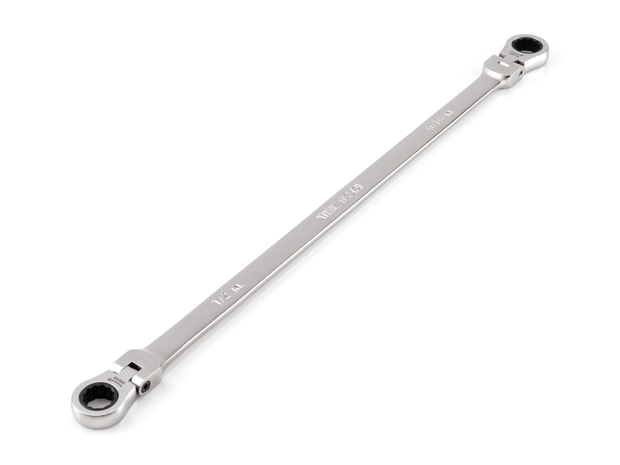1/2 x 9/16 Inch Long Flex Head 12-Point Ratcheting Box End Wrench
