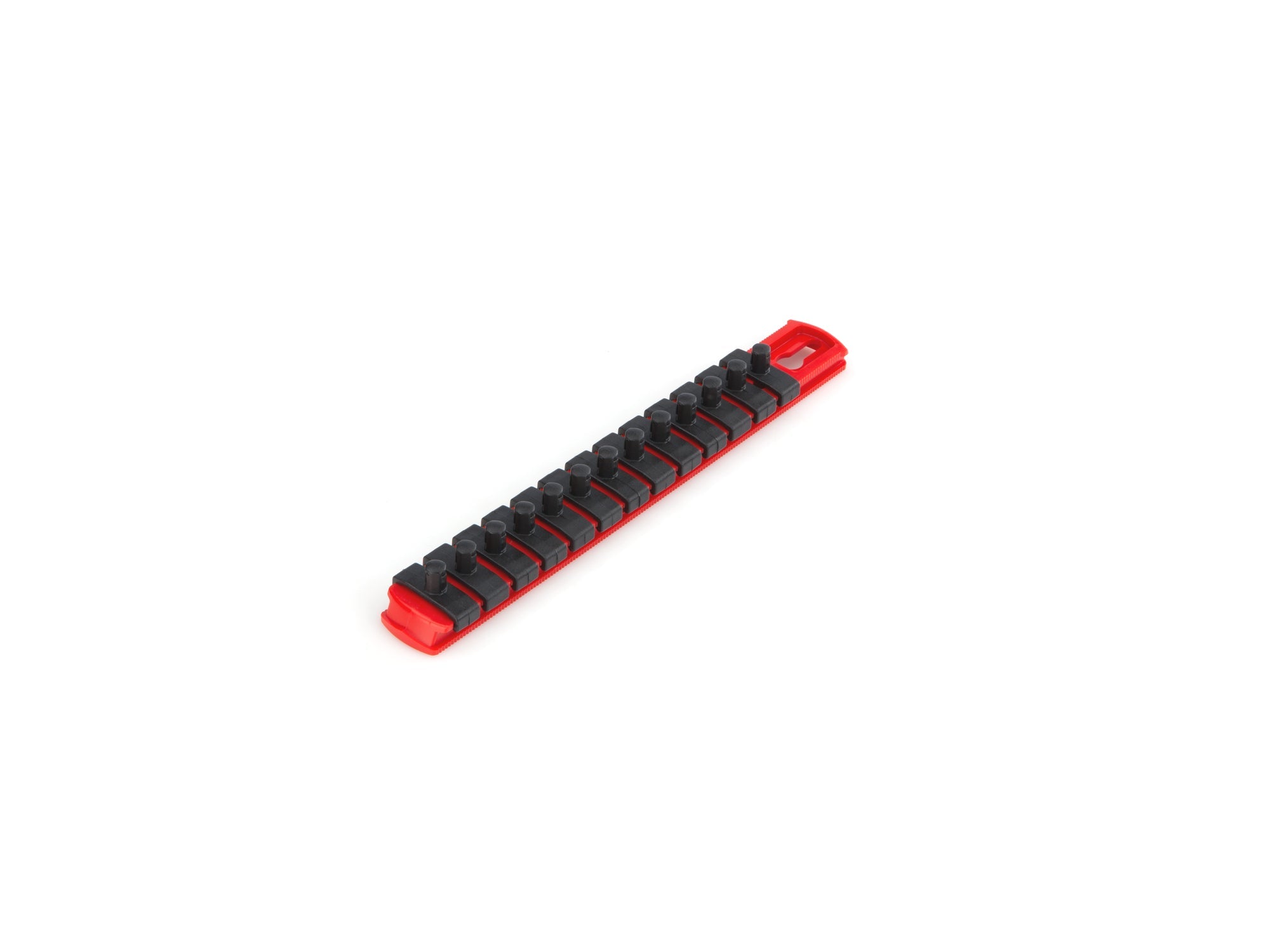 1/4 Inch Drive x 8 Inch Socket Rail, 13 Clips (Red)