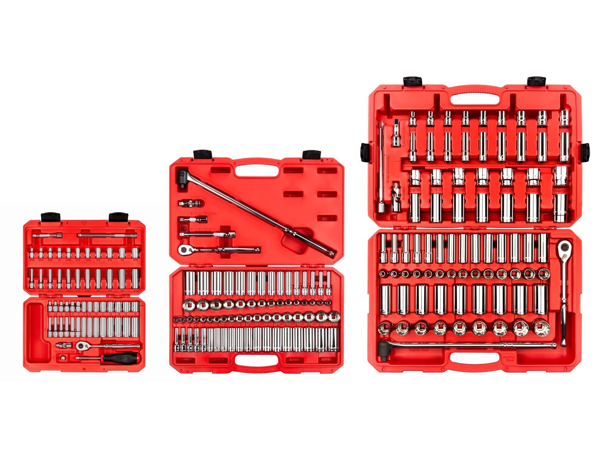 1/4, 3/8, 1/2 Inch Drive Shallow and Deep 12-Point Socket and Ratchet Set with Cases, 212-Piece (5/32 - 1-5/16 in., 4 - 32 mm)