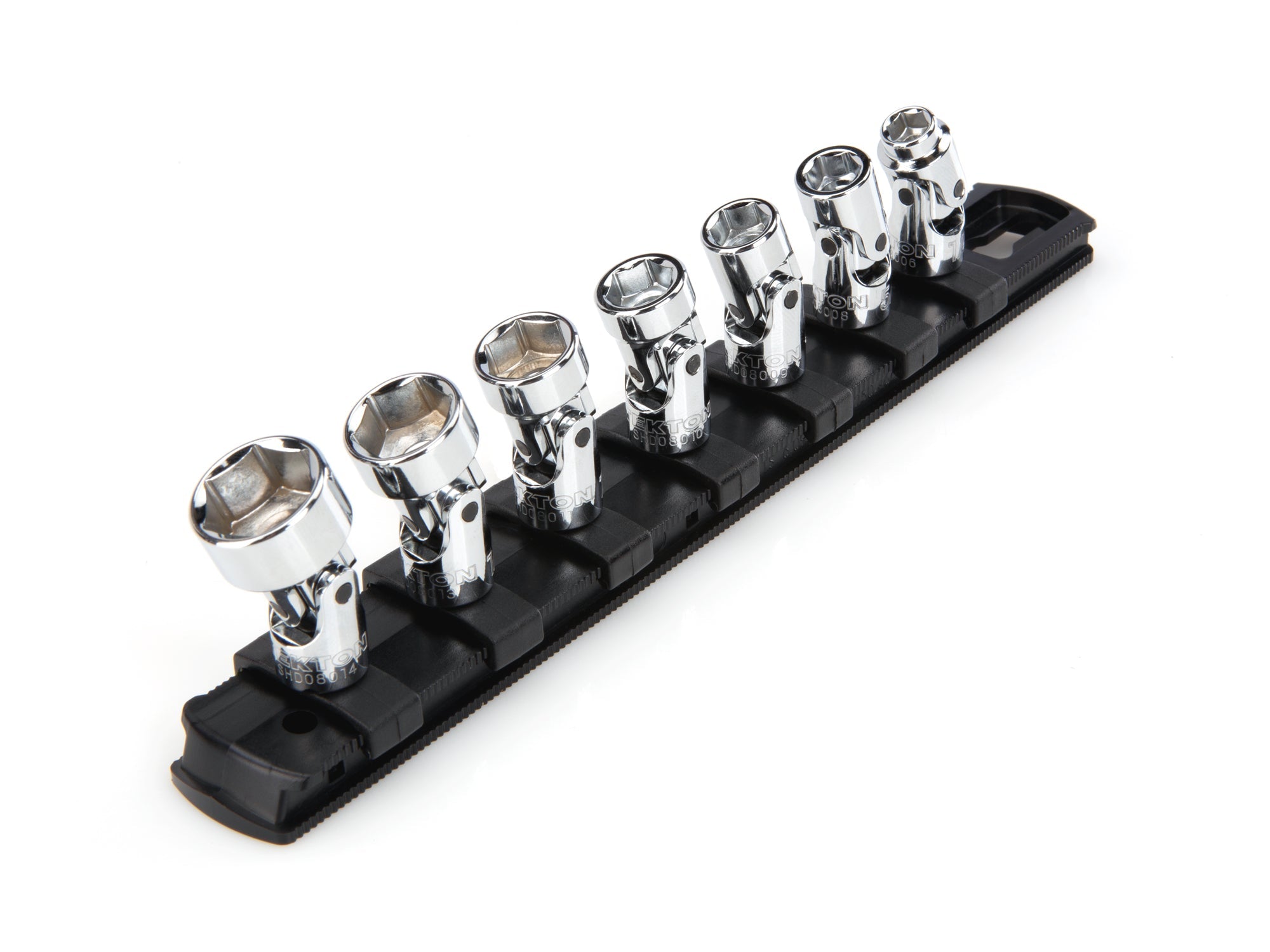 1/4 Inch Drive Shallow 6-Point Universal Joint Socket Set with Rail, 7-Piece (1/4 - 9/16 in.)